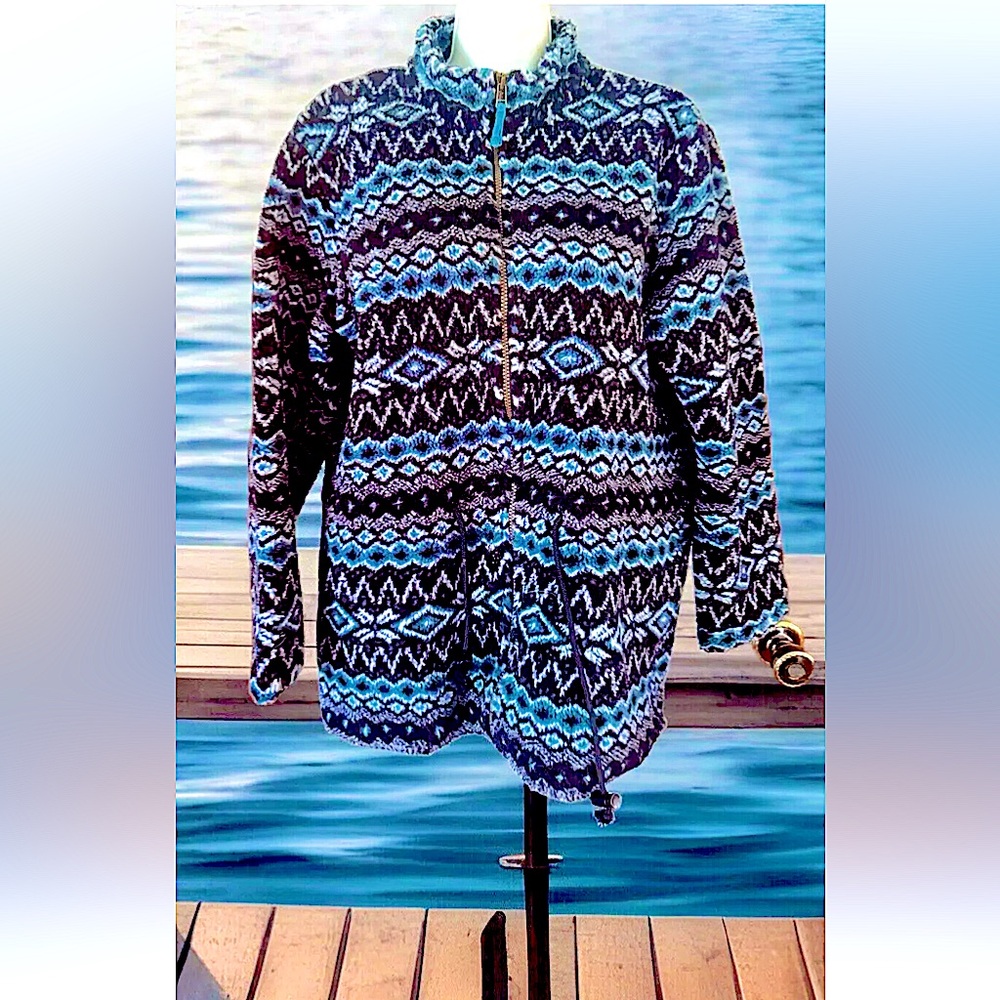 Denim & Co Nordic Stripe Print Toggle Drawstring … - image 3